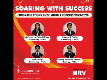 MRV Extends Congratulations to IGCSE Subject Toppers