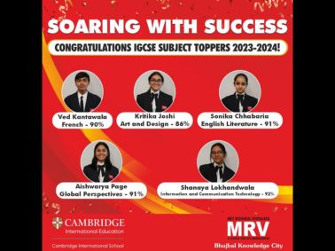 MRV Extends Congratulations to IGCSE Subject Toppers