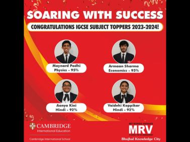 MRV Extends Congratulations to IGCSE Subject Toppers