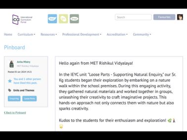 International Dimensions -  Supporting Natural Enquiry